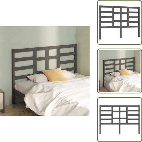 The Living Store Testiera Letto Grigia 166x4x104cm in Legno Massello di Pino - Testiera letto grigia