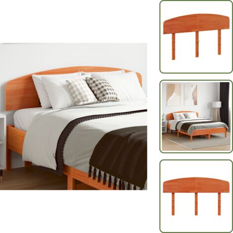 The Living Store Testiera Marrone Cera 120 cm in Legno Massello di Pino - Testiera in pino