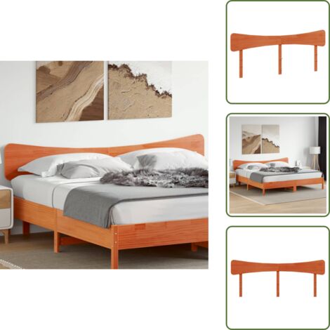 The Living Store Testiera Marrone Cera 180 cm in Legno Massello di Pino - Testiera in pino