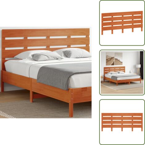 The Living Store Testiera Marrone Cera 180 cm in Legno Massello di Pino - Testiera in pino