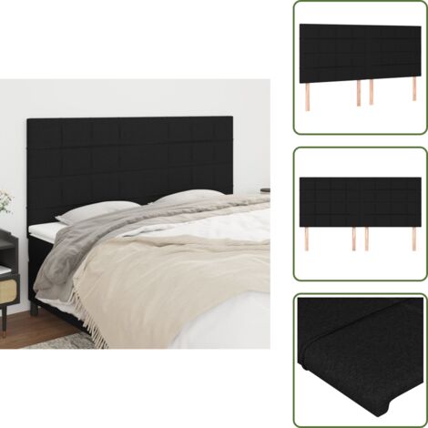 The Living Store Testiera Nera 160x5x118/128 cm Tessuto - Testiera letto nera
