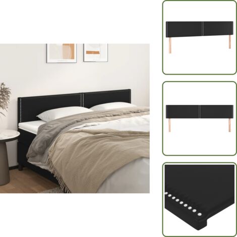 The Living Store Testiera Nera 200x5x78/88 cm in Similpelle - Testiera in similpelle
