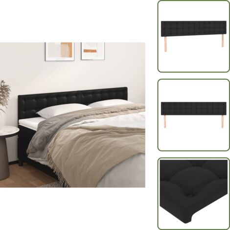 The Living Store Testiera Nera 200x5x78/88 cm in Similpelle - Testiera in similpelle