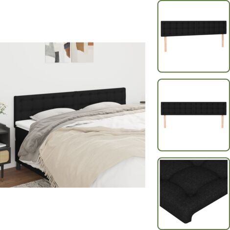 The Living Store Testiera Nera 200x5x78/88 cm in Tessuto - Testiera letto in tessuto