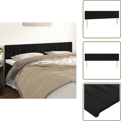 The Living Store Testiera Nera 200x5x78/88 cm in Velluto - Testiera in velluto