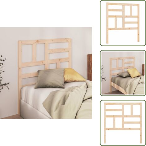 The Living Store Testiera per Letto 96x4x104 cm in Legno Massello di Pino - Testiera per letto