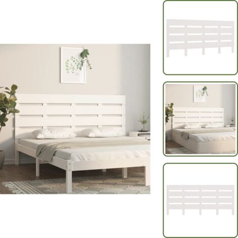 The Living Store Testiera per Letto Bianca 120x3x80 cm in Legno Massello di Pino - Testiera in pino