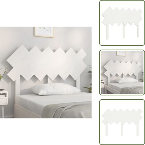 The Living Store Testiera per Letto Bianca 122,5x3x80,5cm Legno Massello di Pino - Testiera in pino
