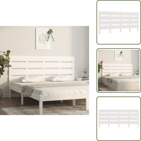 The Living Store Testiera per Letto Bianca 140x3x80 cm in Legno Massello di Pino - Testiera in pino