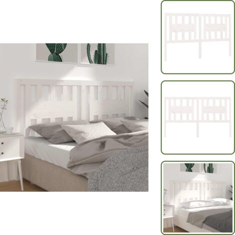 The Living Store Testiera per Letto Bianca 146x4x100cm in Legno Massello di Pino - Testiera in pino