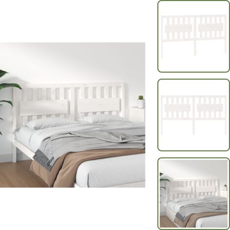 The Living Store Testiera per Letto Bianca 165,5x4x100 cm Legno Massello di Pino - Testiera in legno massello