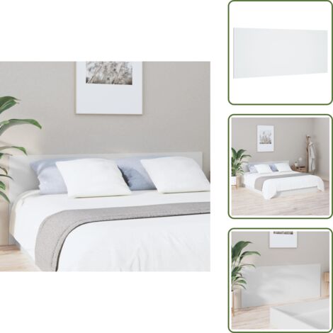 The Living Store Testiera per Letto Bianca 200x1,5x80 cm in Legno Multistrato - Testiera in legno