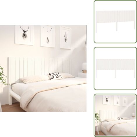 The Living Store Testiera per Letto Bianca 205,5x4x100 cm Legno Massello di Pino - Testiera in pino
