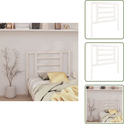 The Living Store Testiera per Letto Bianca 96x4x100 cm in Legno Massello di Pino - Testiera in legno massello