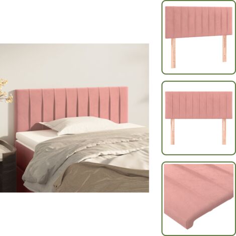 The Living Store Testiera Rosa 100x5x78/88 cm in Velluto - Testiera in Velluto