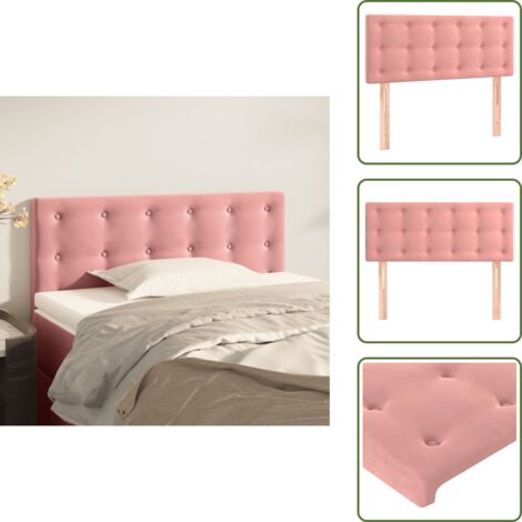 The Living Store Testiera Rosa 100x5x78/88 cm in Velluto - Testiera in Velluto