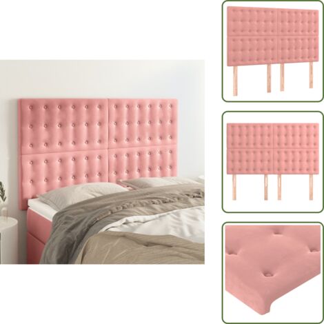 The Living Store Testiera Rosa 144x5x118/128 cm Velluto - Testiera in Velluto