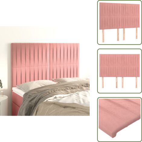 The Living Store Testiera Rosa 144x5x118/128 cm Velluto - Testiera in Velluto