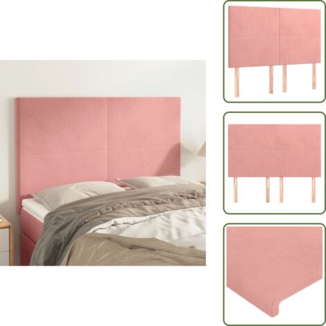 The Living Store Testiera Rosa 144x5x118/128 cm Velluto - Testiera in Velluto
