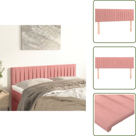 The Living Store Testiera Rosa 144x5x78/88 cm in Velluto - Testiera in velluto