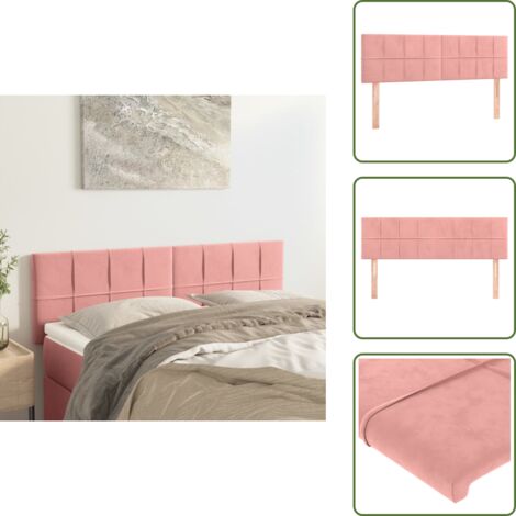 The Living Store Testiera Rosa 144x5x78/88 cm in Velluto - Testiera in velluto