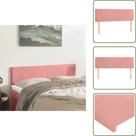 The Living Store Testiera Rosa 144x5x78/88 cm in Velluto - Testiera in velluto