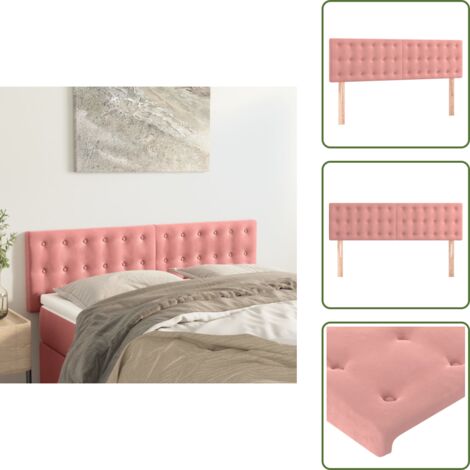 The Living Store Testiera Rosa 144x5x78/88 cm in Velluto - Testiera in velluto