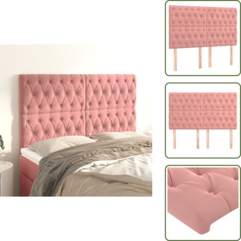 The Living Store Testiera Rosa 144x7x118/128 cm Velluto - Testiera letto velluto