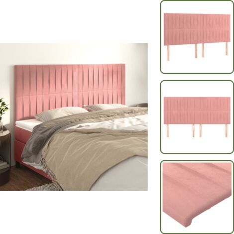 The Living Store Testiera Rosa 180x5x118/128 cm Velluto - Testiera letto in velluto