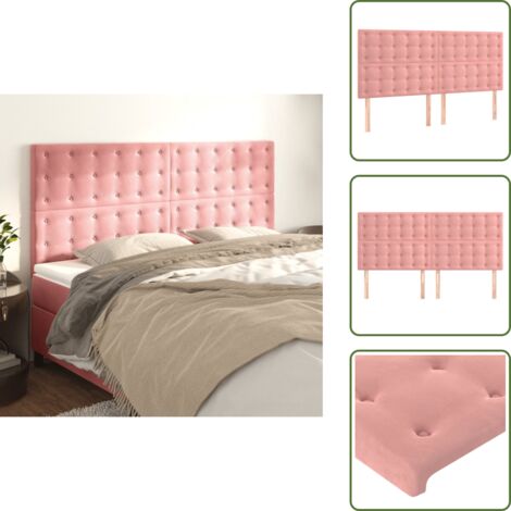 The Living Store Testiera Rosa 200x5x118/128 cm Velluto - Testiera in Velluto