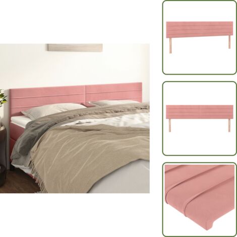 The Living Store Testiera Rosa 200x5x78/88 cm in Velluto - Testiera in velluto