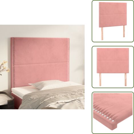 The Living Store Testiera Rosa 80x5x118/128 cm Velluto - Testiera in Velluto