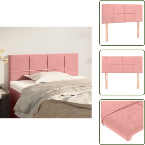 The Living Store Testiera Rosa 80x5x78/88 cm in Velluto - Testiera in Velluto