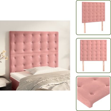 The Living Store Testiera Rosa 90x5x118/128 cm Velluto - Testiera in Velluto