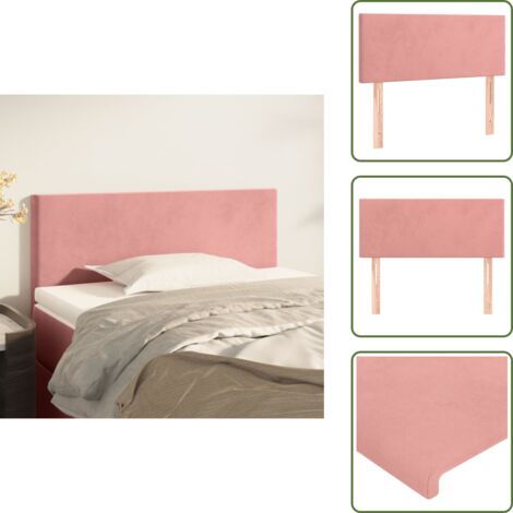The Living Store Testiera Rosa 90x5x78/88 cm in Tessuto - Testiera in Velluto