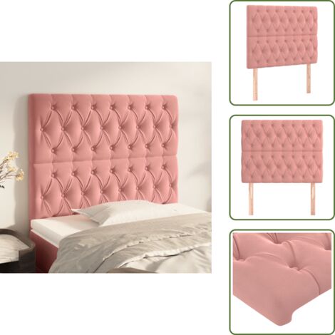 The Living Store Testiera Rosa 90x7x118/128 cm Velluto - Testiera in Velluto