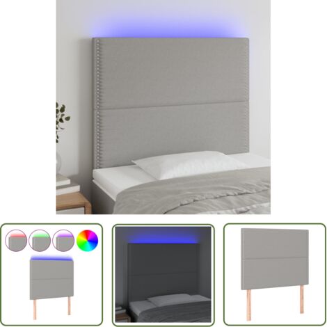 The Living Store Tête de lit à LED Gris clair 100x5x118/128 cm Tissu - Tête De Lit Led - Têtière De Lit - Éclairage Led - Chambre À Coucher - Décoration Murale