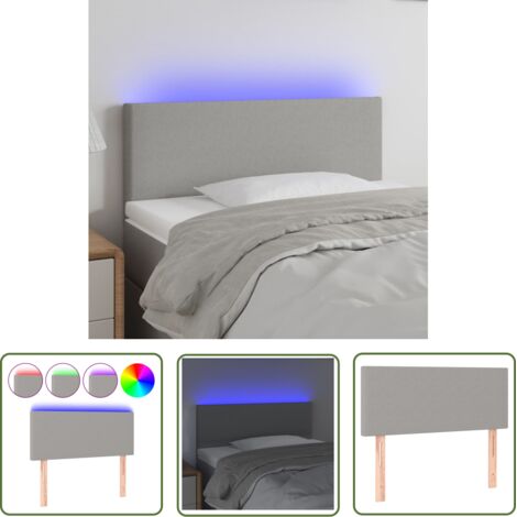 The Living Store Tête de lit à LED Gris clair 80x5x78/88 cm Tissu - Tête De Lit Led - Têtière De Lit - Éclairage Led - Chambre À Coucher - Décoration Murale
