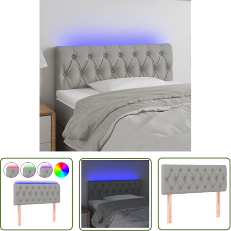 The Living Store Tête de lit à LED Gris clair 90x7x78/88 cm Tissu - Tête De Lit Led - Têtière De Lit - Éclairage Led - Chambre À Coucher - Décoration Murale