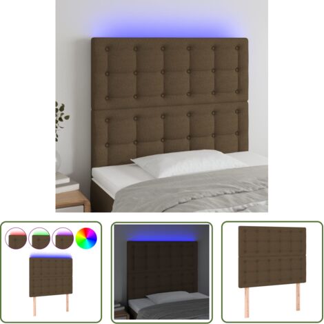 The Living Store Tête de lit à LED Marron foncé 100x5x118/128 cm Tissu - Tête De Lit Led - Têtière De Lit - Éclairage Led - Chambre À Coucher - Décoration Murale