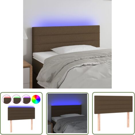 The Living Store Tête de lit à LED Marron Foncé 80x5x78/88 cm Tissu - Tête De Lit Led - Têtière De Lit - Éclairage Led - Chambre À Coucher - Décoration Murale