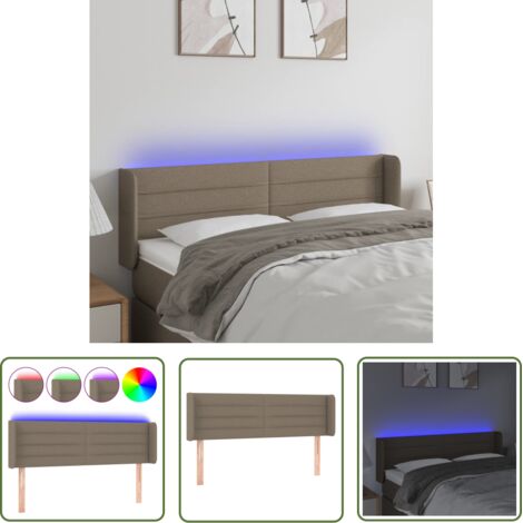 The Living Store Tête de lit à LED Taupe 147x16x78/88 cm Tissu - Tête De Lit Led - Têtière De Lit - Éclairage Led - Chambre À Coucher - Décoration Murale