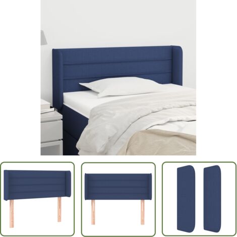 The Living Store Tête de lit avec oreilles Bleu 103x16x78/88 cm Tissu - Tête De Lit - Têtière De Lit - Literie - Meuble De Chambre - Décoration Chambre