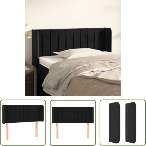 The Living Store Tête de lit avec oreilles Noir 83x16x78/88 cm Velours - Tête De Lit - Literie - Meuble Chambre - Velours - Tête De Lit Rembourrée