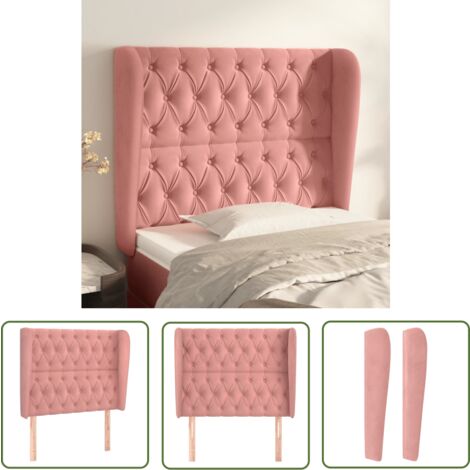 Tête De Lit Tapissée Napoles 160x100 Cm Bleu, Pour Couchage De 160 Velours Pieds En Bois