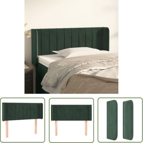 The Living Store Tête de lit avec oreilles Vert foncé 83x16x78/88 cm Velours - Tête De Lit - Tête De Lit Velours - Literie - Meubles Chambre - Meuble Chambre