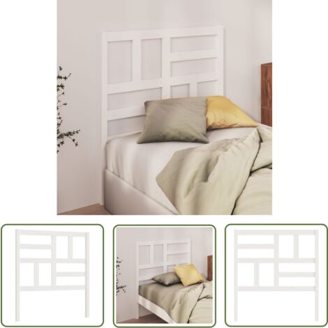 The Living Store Tête de lit Blanc 106x4x104 cm Bois massif de pin - Tête De Lit - Lit - Meuble De Chambre - Bois Massif - Tête De Lit Blanche
