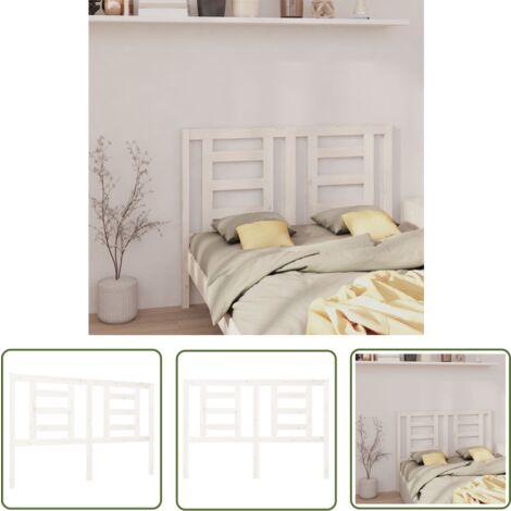 The Living Store Tête de lit Blanc 126x4x100 cm Bois massif de pin - Tête De Lit - Meuble De Chambre - Tête De Lit Blanche - Tête De Lit Bois - Tête De Lit Design