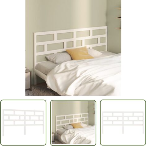 The Living Store Tête de lit Blanc 186x4x100 cm Bois massif de pin - Tête De Lit - Meuble De Chambre - Tête De Lit Blanche - Tête De Lit Bois - Tête De Lit Design