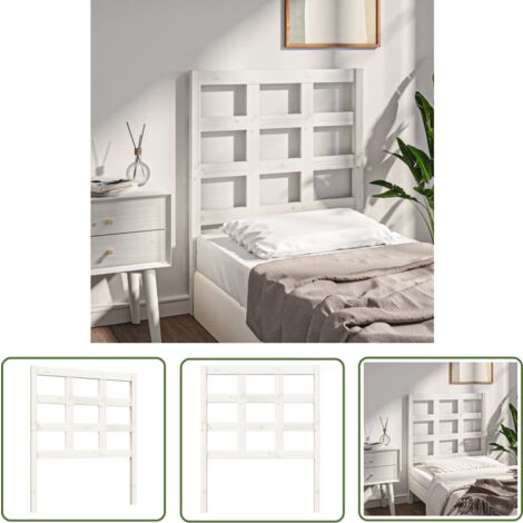 The Living Store Tête de lit Blanc 80,5x4x100 cm Bois massif de pin - Tête De Lit - Literie - Meuble Chambre - Bois Massif - Tête De Lit Blanche